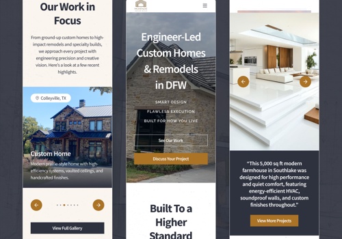 UX/UI Design Package Example: Custom Home Builder Website Redesign for More Lead