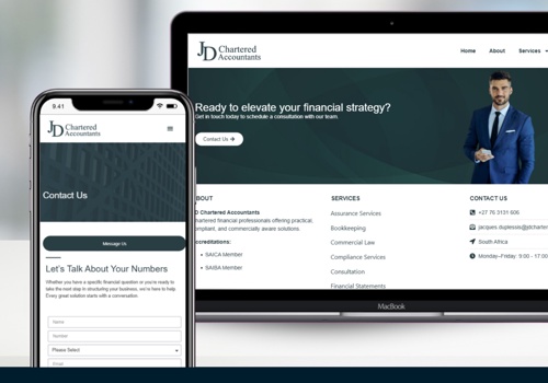 Branding Package Example: JD Chartered Accountants Website Design