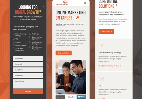 Conversion Optimization Package Example: OnTarget Digital: Modern Website for B2B Leads