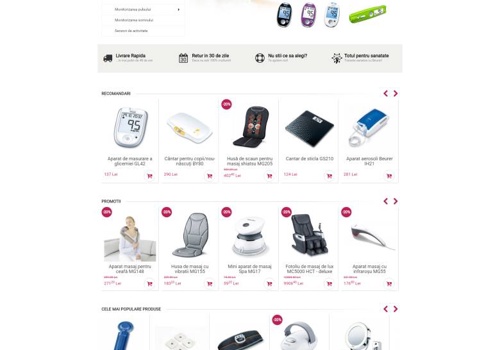 Web Design Package Example: Beurer Romania e-commerce store