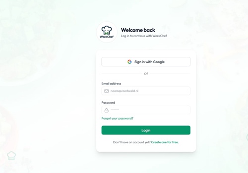 Web Design Package Example: WeekChef — AI-Driven Personalized Weekly Meal Plan