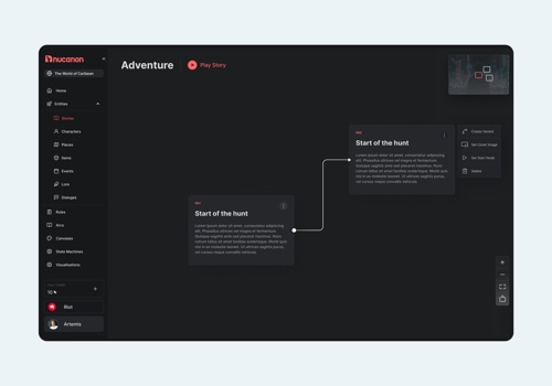 UX/UI Design Package Example: Nucanon AI Story Builder | $500k raised + acquired