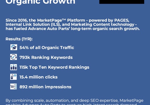 Search Engine Optimization Package Example: AdvanceAutoParts: PAGES Drive 50+% Organic Traffic