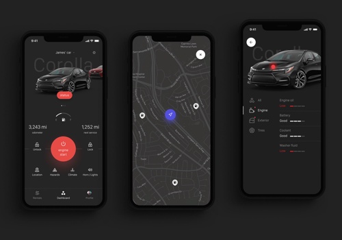 UX/UI Design Package Example: App concept for Toyota