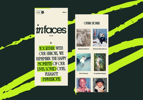 Web Design Package Example: inFaces / Design & Webflow Dev / GSAP