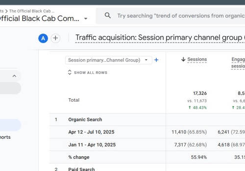 Search Engine Optimization Package Example: The Official Black Cab Company SEO
