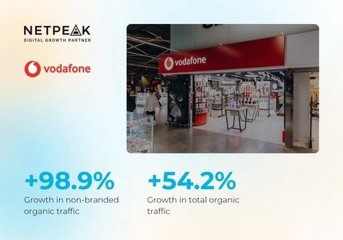 Search Engine Optimization Package Example: Vodafone: 99% Non-Branded Search Growth