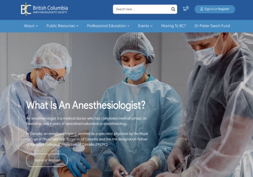 Web Design Package Example: BC Anesthesiologists' Society