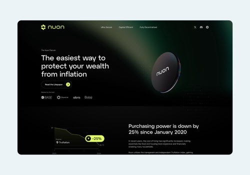 Web Design Package Example: Nuon, Cryptocurrency website