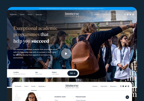 Web Design Package Example: Immerse Education