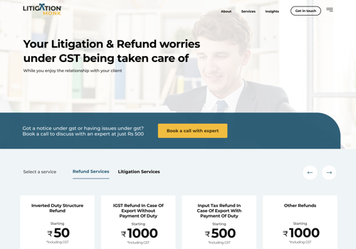 Web Design Package Example: LitigationMonk Legal Services Website Development
