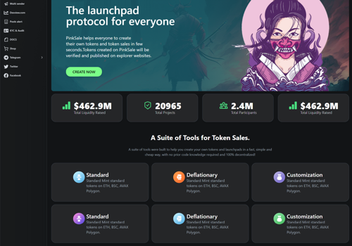 UX/UI Design Package Example: Launchpad for Crypto tokens