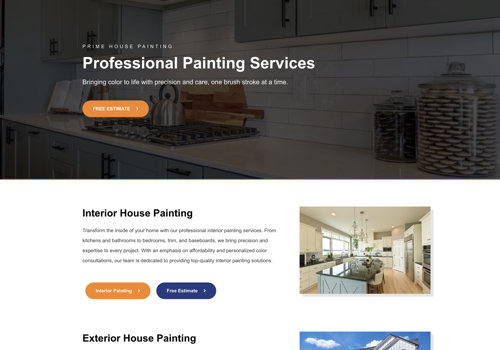 Search Engine Optimization Package Example: Prime House Painters