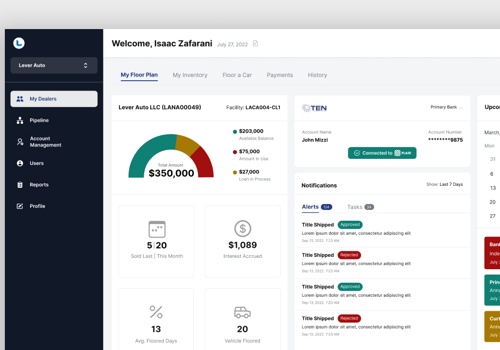 Web Design Package Example: Lever Dashboard Design
