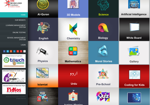 Web Development Package Example: Digital Interactive Resources from KG to Grade XII