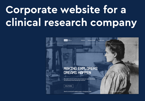 Web Development Package Example: Corporate website for a clinical research company