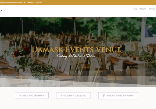 Web Design Package Example: Damask Events Venue (Client)