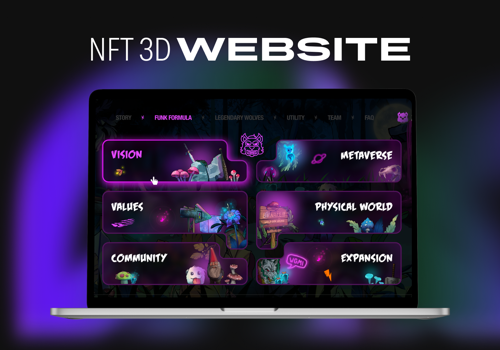 Web Design Package Example: Funky Wolves - NFT 3D Website