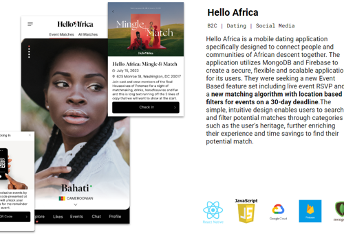 Mobile App Development Package Example: Hello Africa - Monthly Product Team