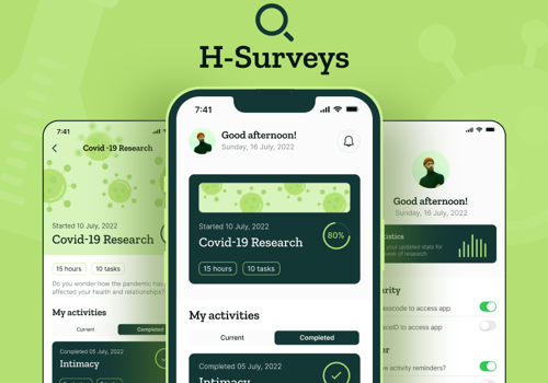 Mobile App Development Package Example: H-Surveys - contribute to science & get personaliz