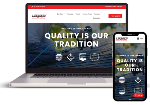 Search Engine Optimization Package Example: Legacy Roofing & Restorations Website