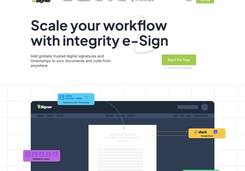 Web Design Package Example: Landing Page Creation "eSigner" Digital Signatures