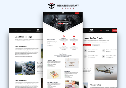 Web Development Package Example: Reliable Military Loans