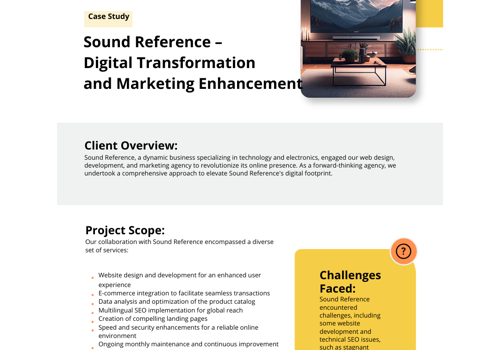 Search Engine Optimization Package Example: Sound Reference – Digital Transformation & Market