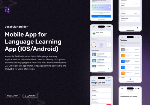 UX/UI Design Package Example: Mobile App for Language Learning App (IOS/Android)