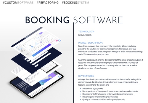 Custom Software Development Package Example: Booking system development