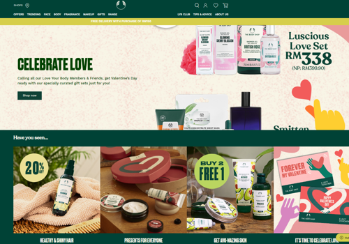 Web Design Package Example: The Body Shop MY, VI & KH