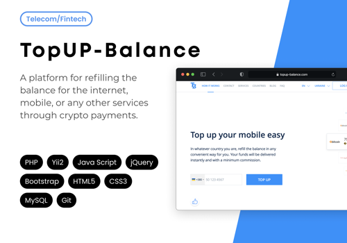 Web Development Package Example: TopUp-Balance