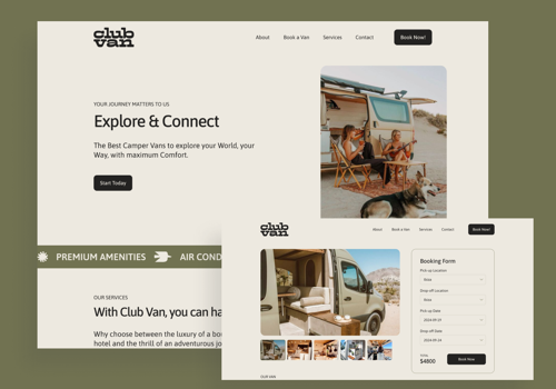 E-Commerce Development Package Example: Club Van – Digitised Van Booking Service