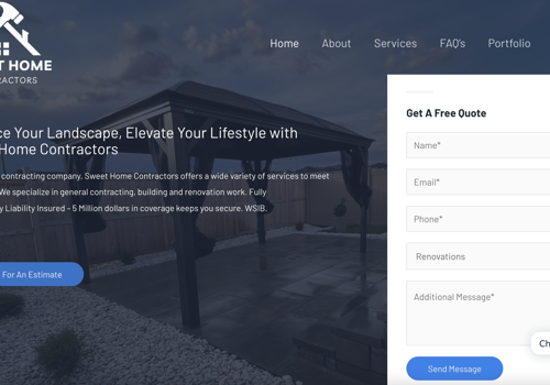 Web Design Package Example: Sweet Home Contractors Ottawa