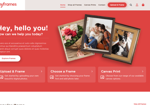 Web Development Package Example: Heyframes - Custom Picture Framing Tool