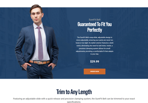 E-Commerce Development Package Example: SureFit Belt
