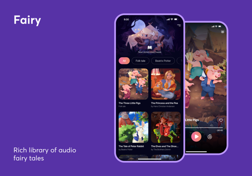 Mobile App Development Package Example: Fairy – rich library of audio fairy tales