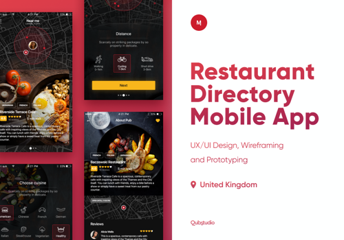 UX/UI Design Package Example: Menus London