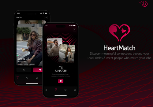 Mobile App Development Package Example: HeartMatch – Discover meaningful connections.