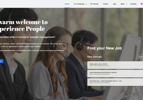 Web Development Package Example: Experience People