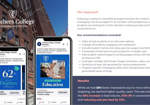 Social Media Marketing Package Example: Social Media Teachers College, Columbia University