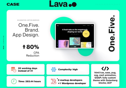 Web Development Package Example: Markup and Wordpress for project Lava