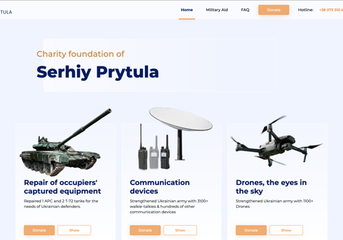 Web Development Package Example: Charity foundation of Serhiy Prytula