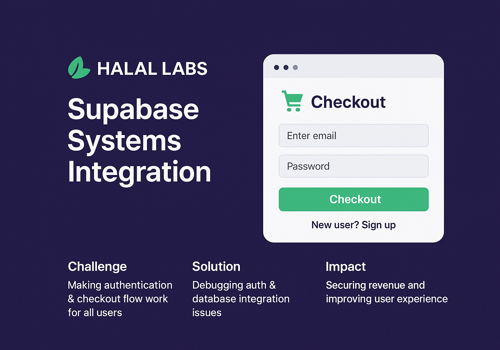 Custom Software Development Package Example: Halal Labs: Supabase Systems Integration