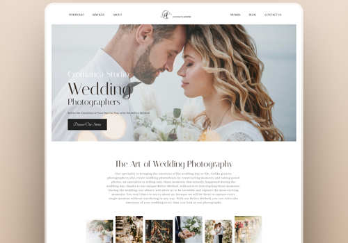 Web Design Package Example: Elegant Wedding Photographer Portfolio Website