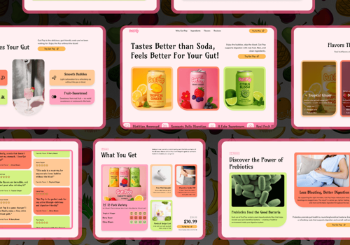 Conversion Optimization Package Example: Gut Pop 🍹 | Landing Page for Gut-Friendly Soda