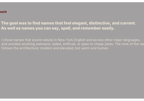 Branding Package Example: Naming a New York High-Rise