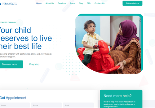 Web Design Package Example: Tranquil wellness