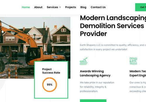 Web Development Package Example: EarthShapers LLC – Landscaping & Excavation Websit