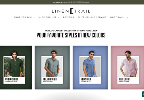 Search Engine Optimization Package Example: Linentrail - Sustainable Linen Wear for Men